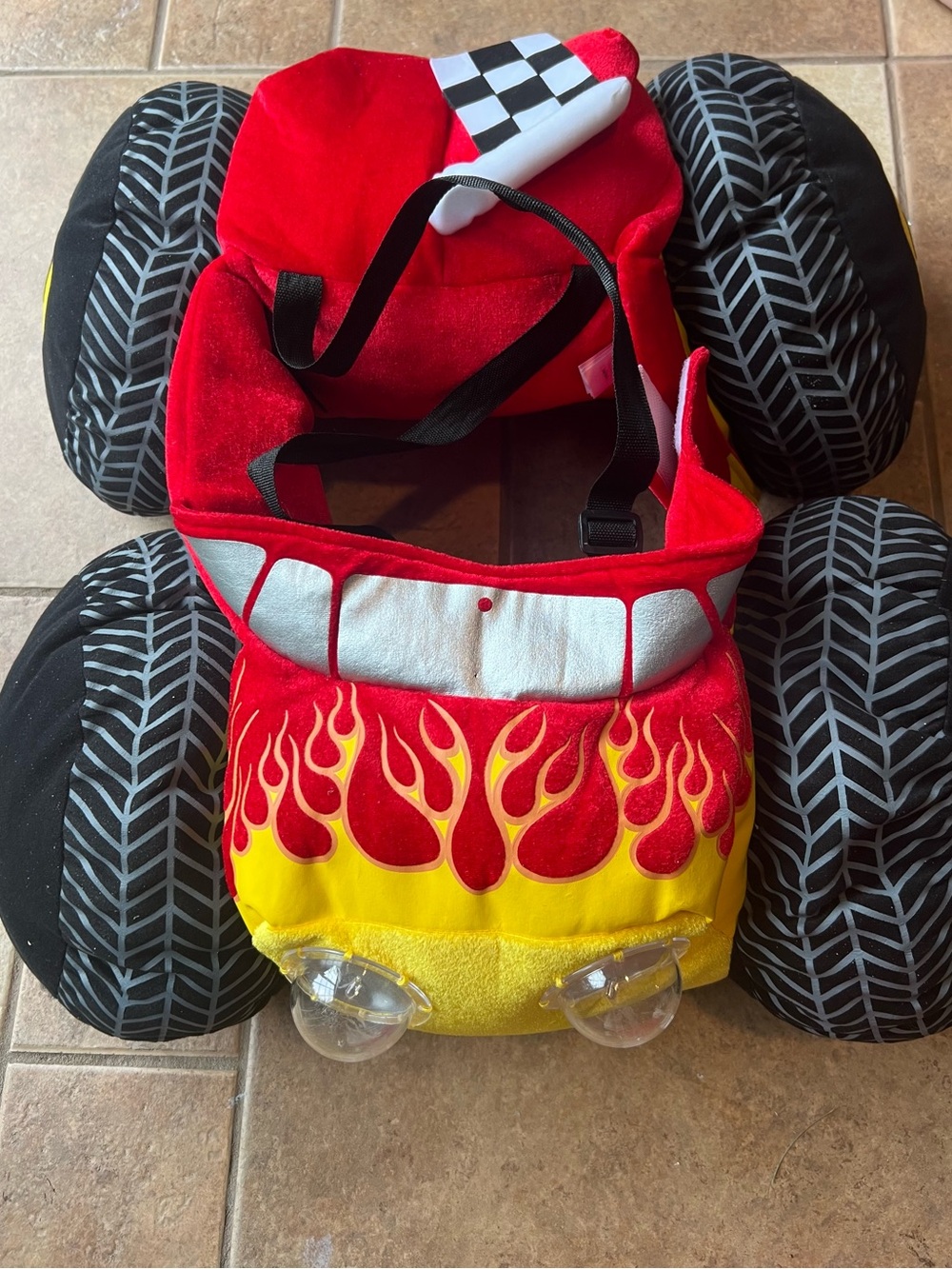 Plush Flame Ride-On Car Toy - Red & Yellow